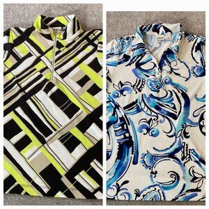Chicos Weekends Womens Multicolored Short Sleeve Tops Size 1 Medium.